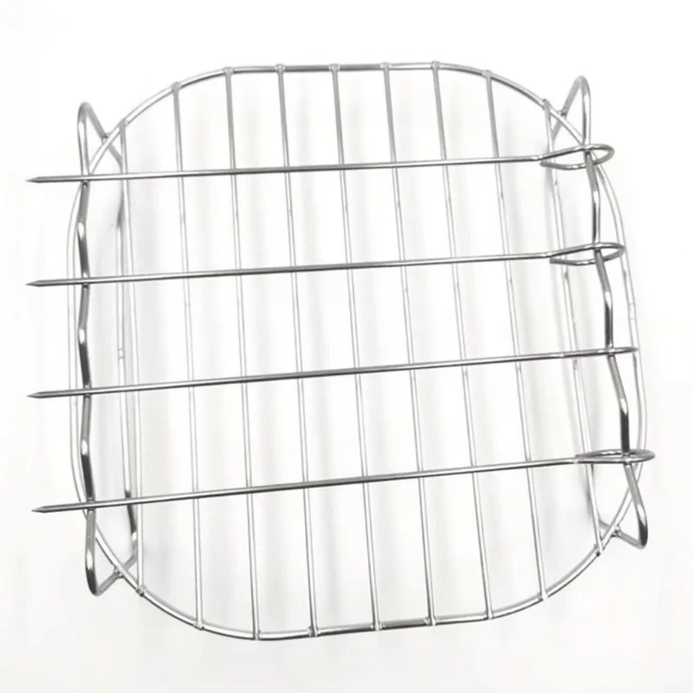 Stainless Steel Air Fryer Basket Tray Airfryer Rack Versatile Roasting Rack Air Fryer Holder Kitchen Supplies Baking Accessories