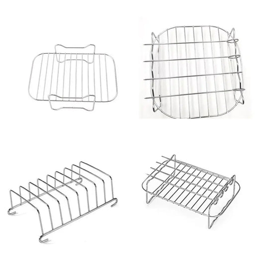 Stainless Steel Air Fryer Basket Tray Airfryer Rack Versatile Roasting Rack Air Fryer Holder Kitchen Supplies Baking Accessories